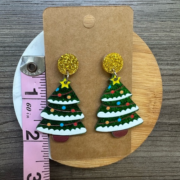 Christmas Tree Acrylic Earrings Christmas Women Xmas Jewelry - Picture 4 of 4